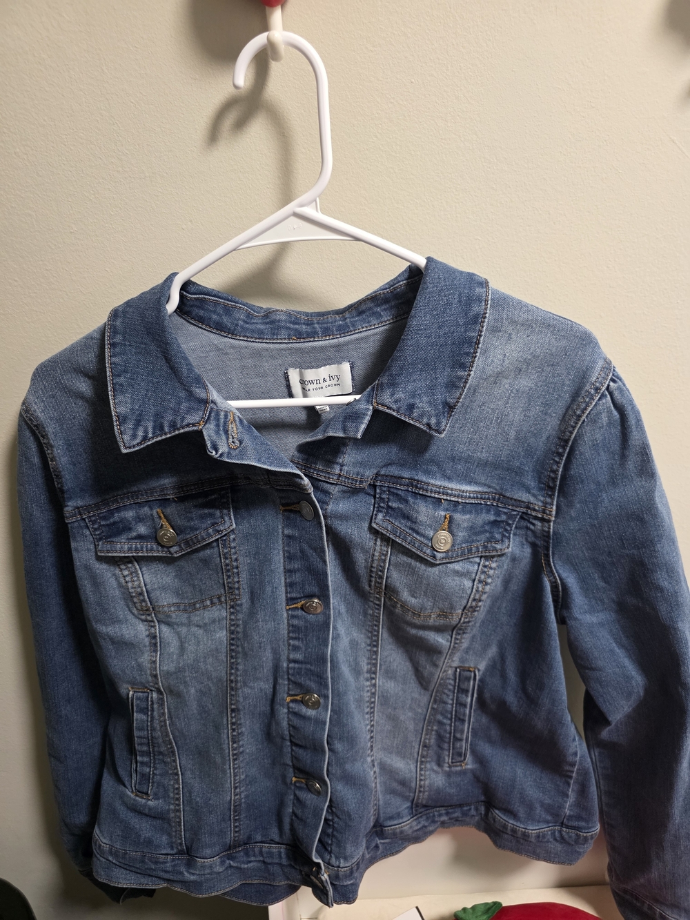 crown & ivy Washed Blue Denim Jacket